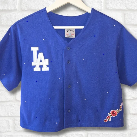Los Angeles Dodgers Crop Rhinestone Jersey - Picture 3 of 8